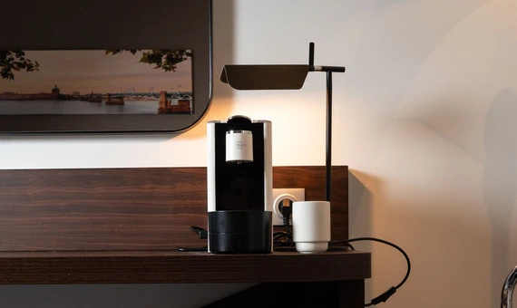 In-room coffee machine in the premium double room at OSKO Hotel Toulouse-Blagnac