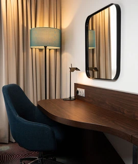 dedicated workspace in the premium double room at OSKO Hotel near Toulouse Airport